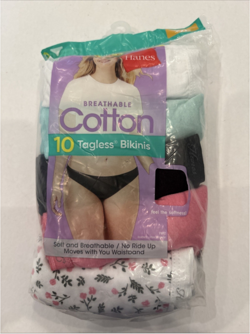 10-Pack HANES Women's Size 7/L Stretch Tagless Bikinis Breathable Cotton NEW